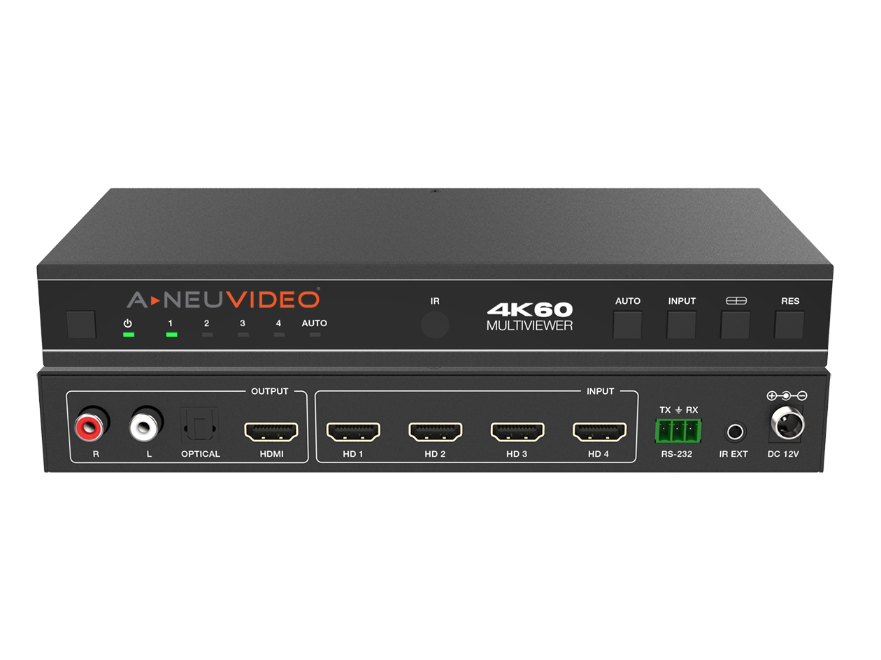 4x1 UHD 4K60 Quad/PiP/PoP Multiviewer Seamless Video Switcher