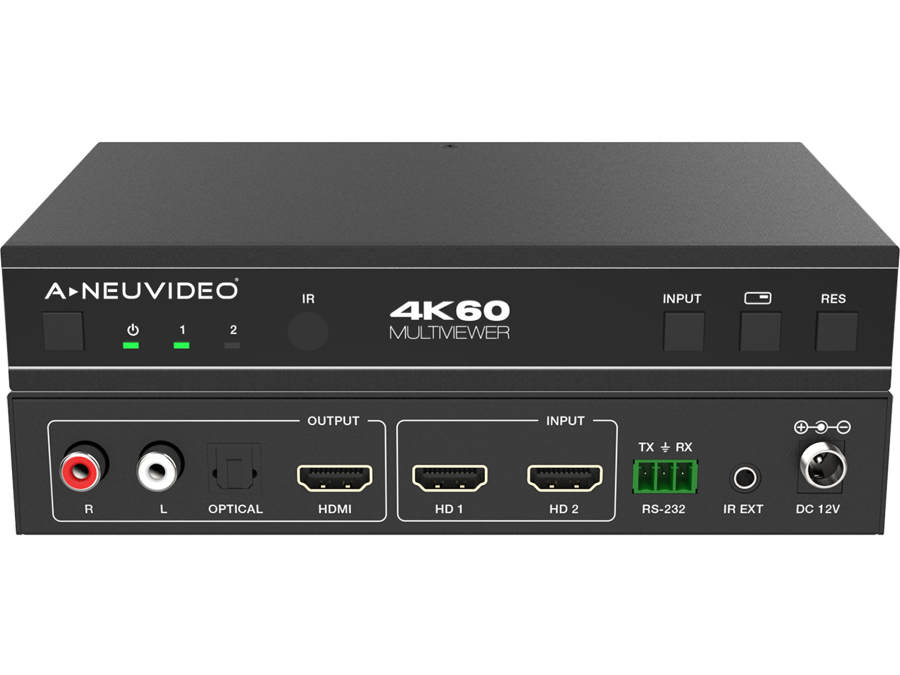 2x1 4K60 UHD Quad/PiP/PoP Multiviewer Seamless Video Switcher