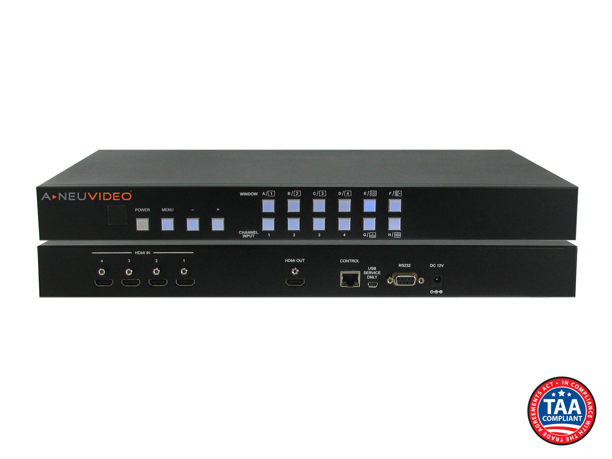 <b><font color="red">B-STOCK</font></b> 4x1 HDMI Seamless Switcher Quad View w/ Graphic Overlay