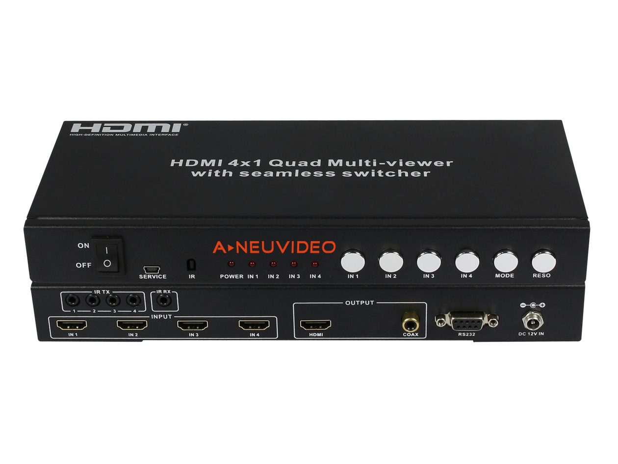 4x1 HDMI Quad Multiviewer w/ Seamless Switcher w/ Single HDMI Output